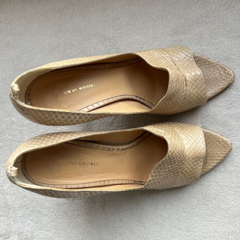 Devi Kroell Neutral Tan Python Stiletto Silver He… - image 8